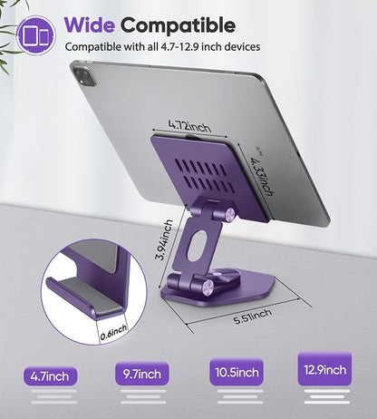 Foldable Aluminum Tablet Stand for Desk, 360° Swivel iPad & Tablet Holder – - Image 4
