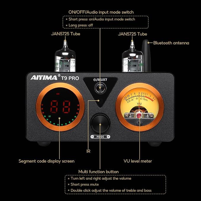 AIYIMA T9 PRO 200W Bluetooth Amplifier HiFi Digital Class D Power Amp 2.0/2.1 - Image 2