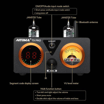AIYIMA T9 PRO 200W Bluetooth Amplifier HiFi Digital Class D Power Amp 2.0/2.1 - Image 2