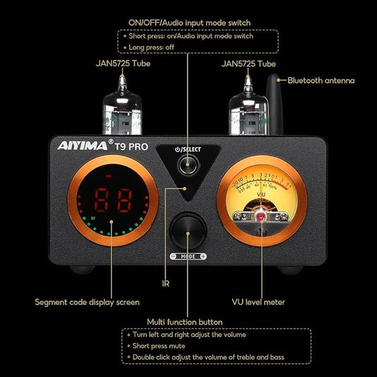 AIYIMA T9 PRO 200W Bluetooth Amplifier HiFi Digital Class D Power Amp 2.0/2.1 - Image 2