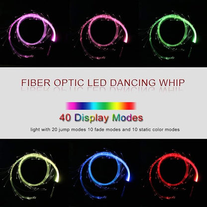 AZIMOM LED Fiber Optic Dance Whip Space Whip 6ft 360° Swivel 40Display Battery - Image 2