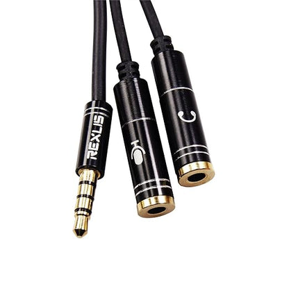 REXUS Black 2-Pack 3.5mm Y Splitter Stereo Audio Cable 4-Pole Male to 2 Female - Image 2