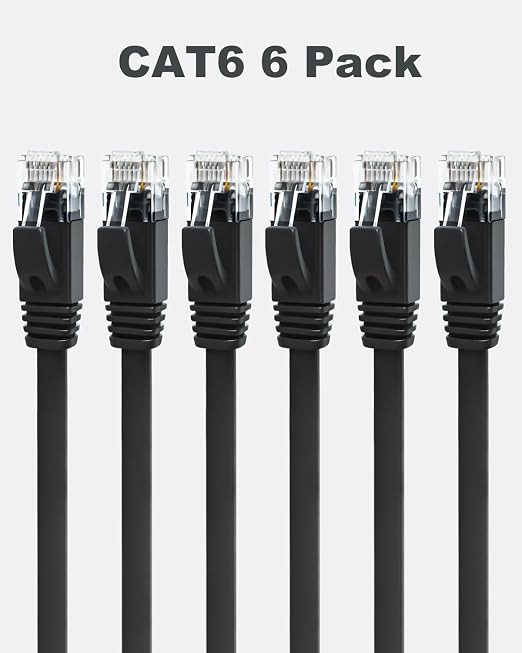 Yauhody CAT 6 Ethernet Cable 1.5ft 6-Pack Black, High Speed Solid Flat CAT6 - Image 8