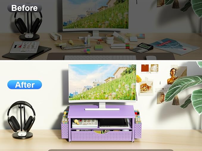 Desk Organizer and Accessories, Computer Monitor Stand Riser - Image 2