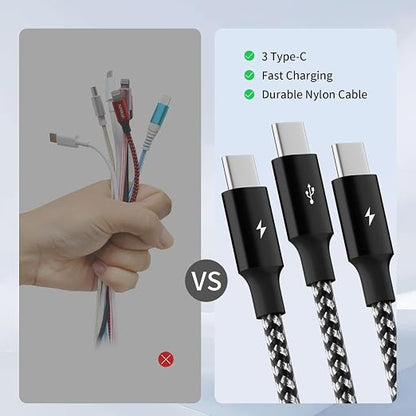 Multi Charging Cable, USB C Splitter Cable, 3 in 1 Travel Fast Charging Cord - Image 3