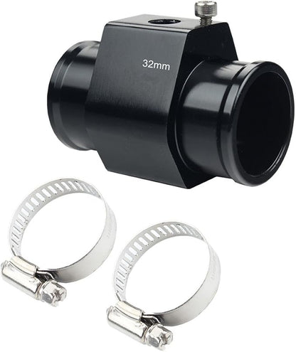 Dewhel Aluminum Black Water Temp Meter Temperature Gauge Joint Pipe Radiator - Image 2