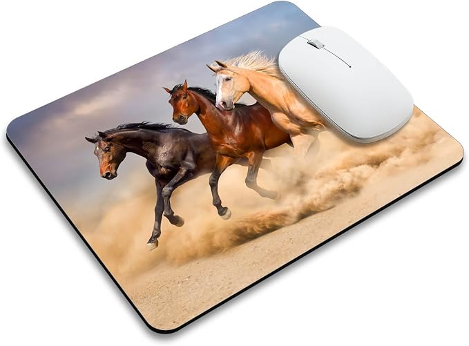 Running Horse in Sand Rectangle Mouse Pad Mat Non-Slip Rubber Base Mousepad by Mzmrss