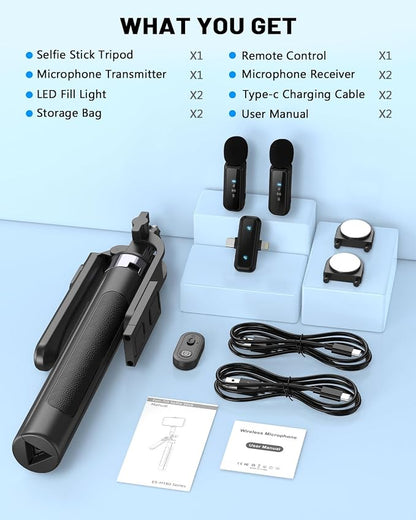 Vlogging Kit for iPhone/Android, Wireless Remote & Microphone, Adjustable Phone - Image 9