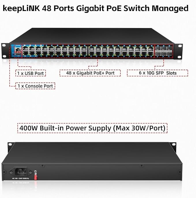 48 Port Gigabit PoE Switch Managed, - Image 2