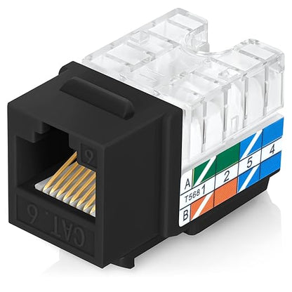 Everest 90° Angled RJ45 Cat6 Keystone Jacks 20-Pack in Black by EverestMediaSolutions