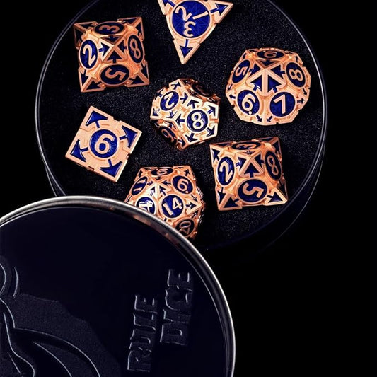 Rare Rose Gold 7-Die Metal DND Dice Set, D and D Dice - Image 2