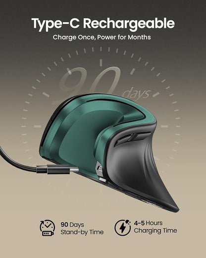 ProtoArc Ergonomic Vertical Mouse, EM11 NL Rechargeable Wireless Mouse Bluetooth - Image 2
