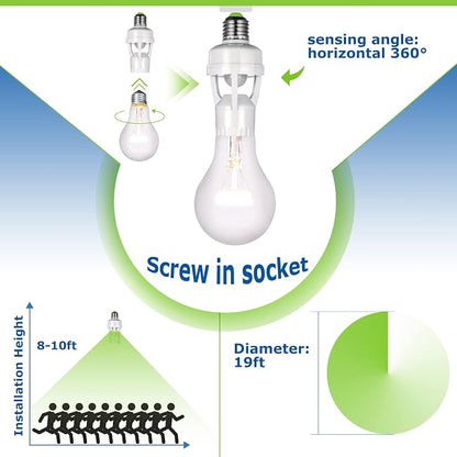 Hortsun 6 Pieces Motion Sensor Light Socket Smart Screw in Light Bulb Outlet - Image 5