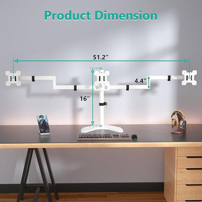WALI Triple Monitor Stand, Free Standing Three LCD Monitor Fully Adjustable - Image 4