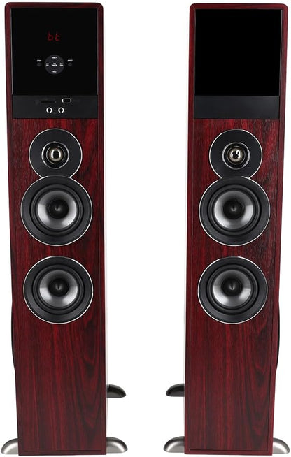 Rockville TM80C Powered Home Theater Tower Speaker System, Cherry Wood - Image 2