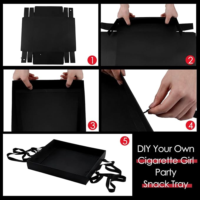 Junkin 2 Pcs Snack Trays with Strap Wearable Party Serving Tray Foldable - Image 3