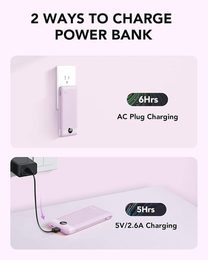 VRURC Portable Charger Built-in Cables and AC Wall Plug, USB C Power Bank - Image 4