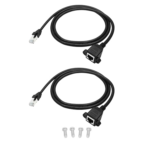 2Pcs Cat6 Ethernet Extension Cable 2FT, RJ45 Male to Female Ethernet Panel Mount by Aurorapath