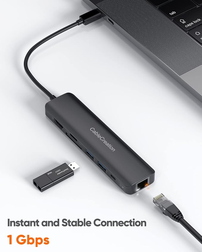 USB C Hub with Ethernet, CableCreation 7 in 1 4k@60Hz HDMI USB C Multiport - Image 4
