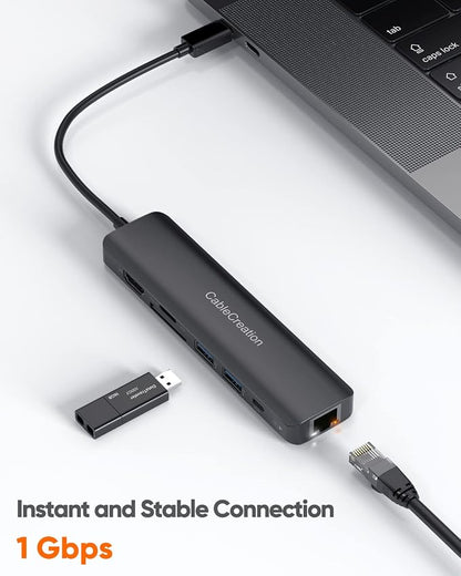 USB C Hub with Ethernet, CableCreation 7 in 1 4k@60Hz HDMI USB C Multiport - Image 4