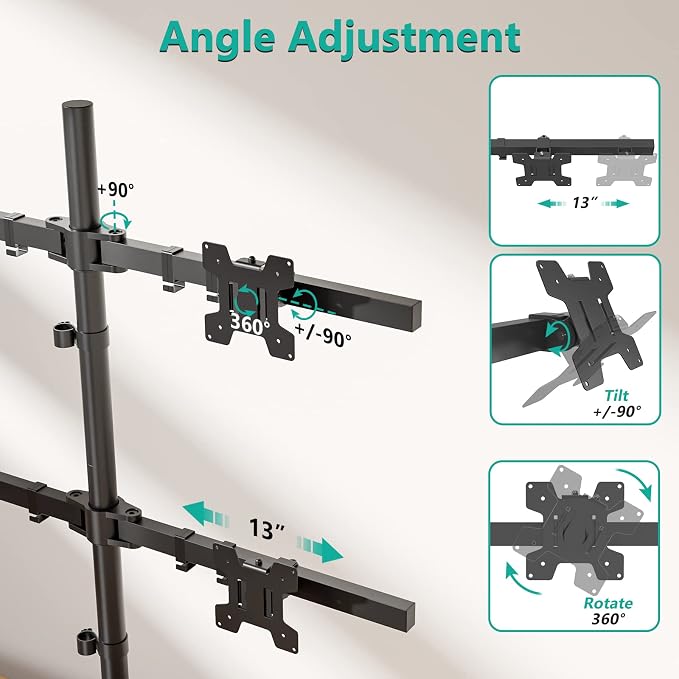 WALI Freestanding Quad Monitor Mount - Image 5