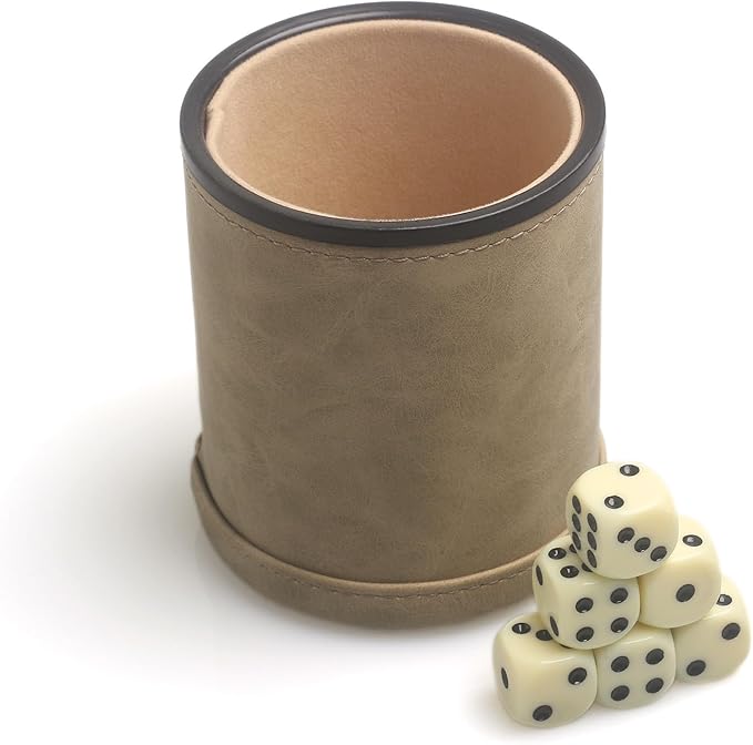 PU Leatherette Dice Cup with 6 Dot Dices by TOPTAN