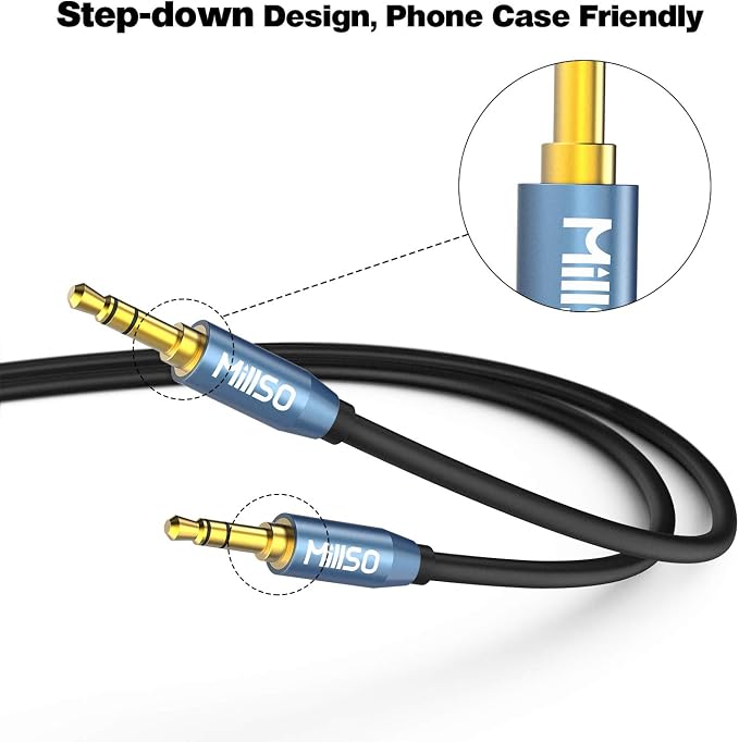 MillSO Audio Splitter, SapphireBlue&Gold-Plated 8 Feet 3.5mm Male to 2 Male - Image 8