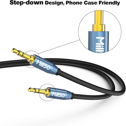 MillSO Audio Splitter, SapphireBlue&Gold-Plated 8 Feet 3.5mm Male to 2 Male - Image 8