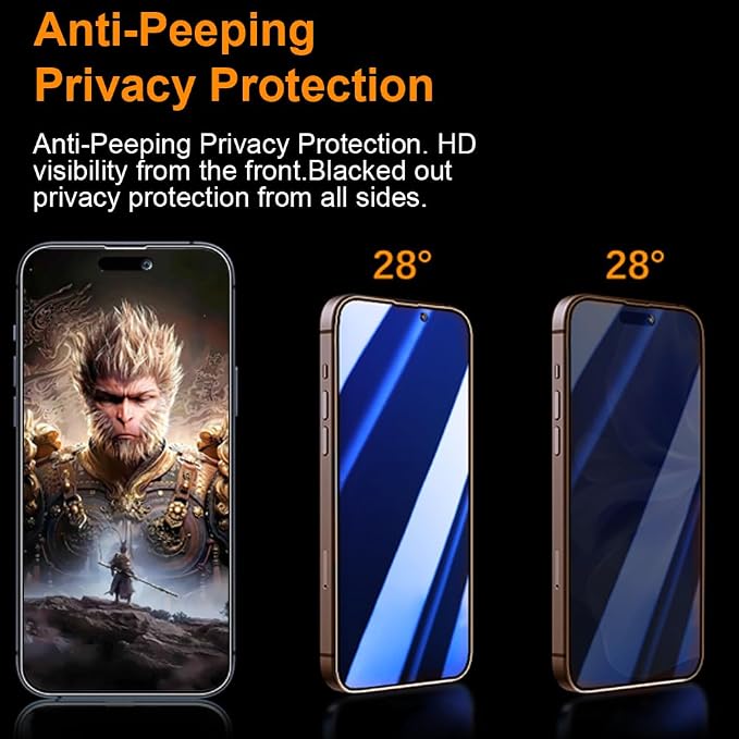 OneFish Screen Protector Glass for iPhone 14 Pro Max/ 15 Plus, 9H Glass Scratch - Image 6