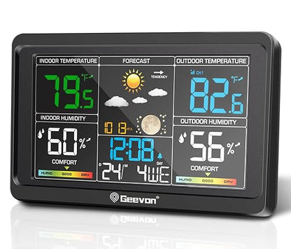 Geevon Weather Stations Wireless Indoor Outdoor Thermometer, Color VA Display - Image 9