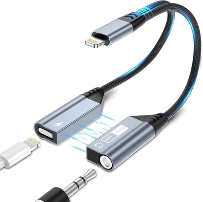 Magnetic Lightning to 3.5mm Headphone Jack Adapter, 2 in 1 iPhone Headphone by Quanlex
