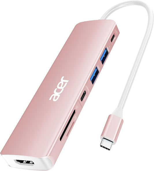 Acer USB Hub, 7 in 1 USB C to HDMI Multi-Port Adapter, 2 USB 3.1 GEN1 and 5Gbps by Acer