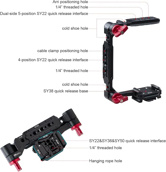 SY38 Camera Quick Release Foldable Half Cage, Camera Cage Compatible - Image 5
