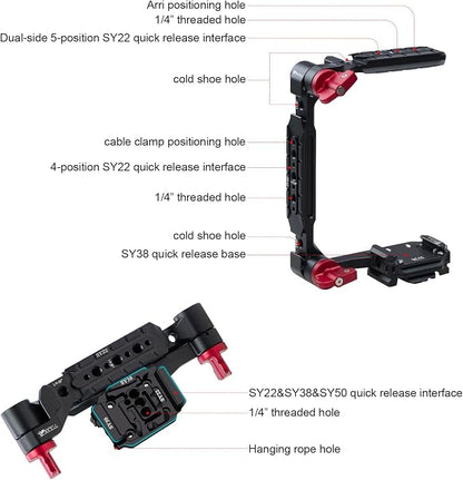 SY38 Camera Quick Release Foldable Half Cage, Camera Cage Compatible - Image 5