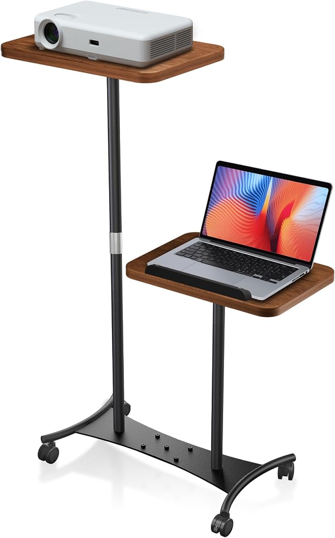 2 Shelves Projector Stand, Mobile Laptop Cart on Wheels Projector Stand by YUMFUN