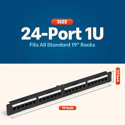 Everest RJ45 24 Port Cat6 / 6A Patch Panel – Modular 6-Port Removable Panels - Image 3