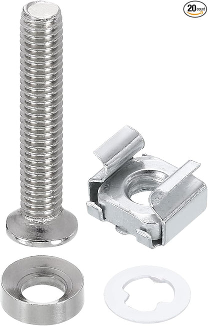 PATIKIL Rack Mount Cage Nut, Carbon Steel Rack Screws Zinc Square Snap-in Cage by PATIKIL
