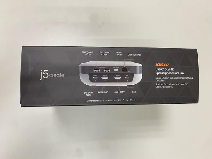 j5create USB-C Dual 4K Speakerphone Dock Pro, Dual 4K HDMI Audio Dock - Image 10