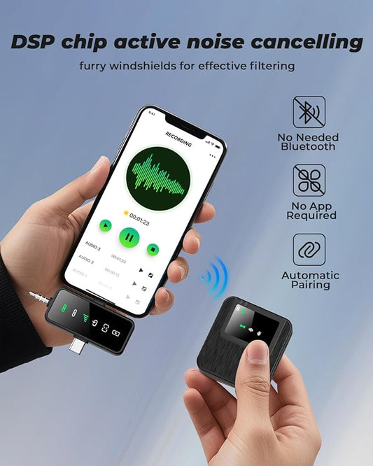 3-in-1 Mini Microphone for iPhone, Camera - 328ft Long Range - Image 2