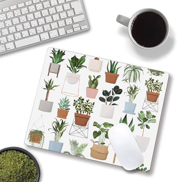 Mouse Pad, Cute House Plants Mouse Pads, Square Washable Cloth Personalized - Image 4