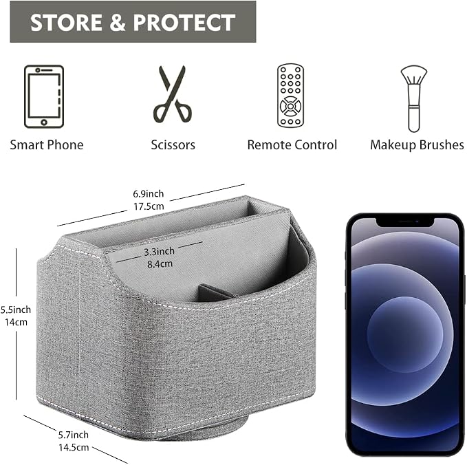Fanousy 360° Rotating Remote Control Holder, PU Leather TV Remote Caddy - Image 2