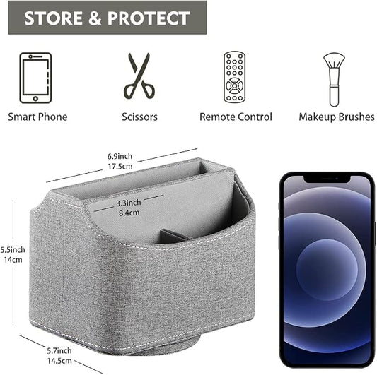 Fanousy 360° Rotating Remote Control Holder, PU Leather TV Remote Caddy - Image 2