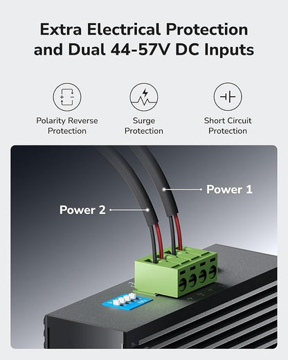 Cudy 8 Port Gigabit PoE Industrial Network Switch, 802.3 at/af PoE, DIN-Rail - Image 4