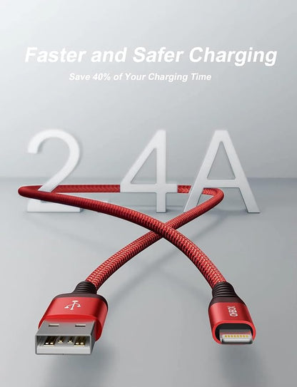 USB to Lightning Cable 6FT, Heavy Duty iPhone Cables Braided Fast iPhone - Image 3