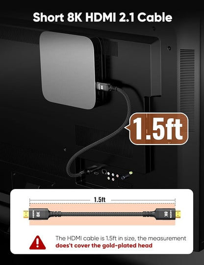 Snowkids 8K HDMI 2.1 Cable 1.5 ft, Non-Slip Nylon Braided, 48Gbps Ultra - Image 5
