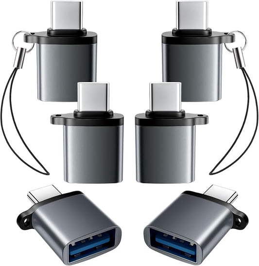 USBC to USB Adapter 6 Pack, USB C to A Adapter, USBC Male to USBA Female by AiNEERich