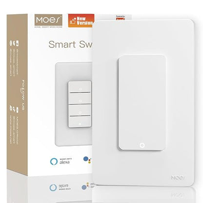 MOES 2nd Generation Wi-Fi Smart Light Switches, Neutral Wire Required, by MOES