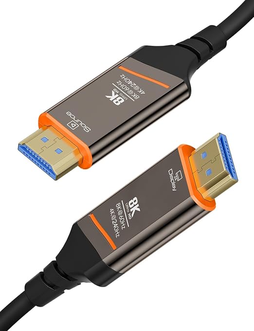 Fiber Optic HDMI Cable 10FT, 8K HDMI 2.1 Cable, High-speed 48Gbps, Support by DICEKOO