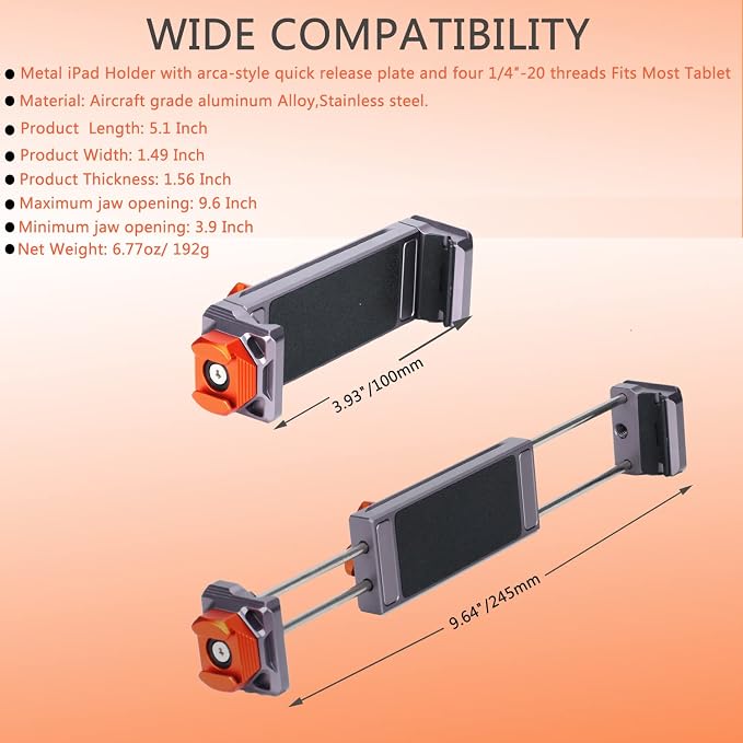 Metal iPad Tripod Mount Adapter, Tablet Holder - Image 3