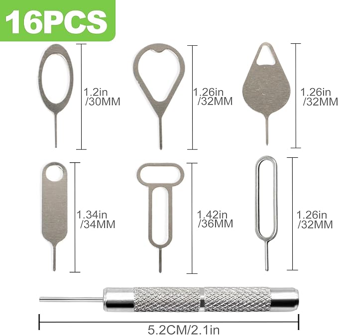 ZukoCert 16 Pieces SIM Card Removal Tool Set, SIM Card Pin, Phone SD Card - Image 2